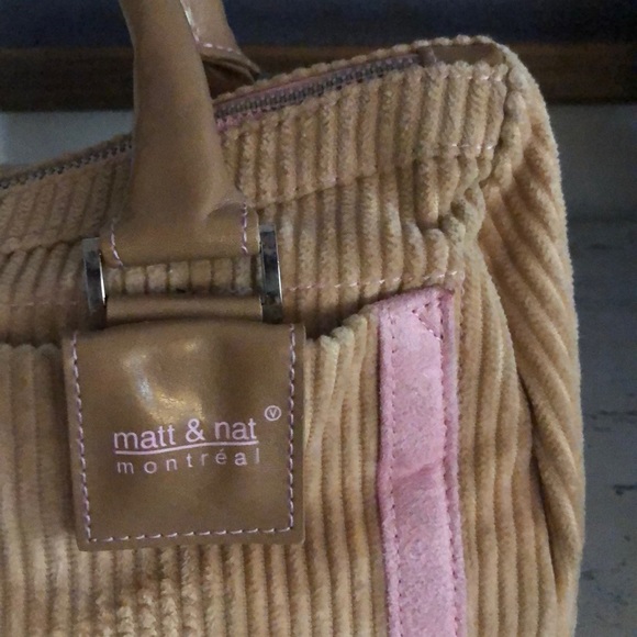 Matt & Nat pink and light brown cord handbag - Picture 2 of 6